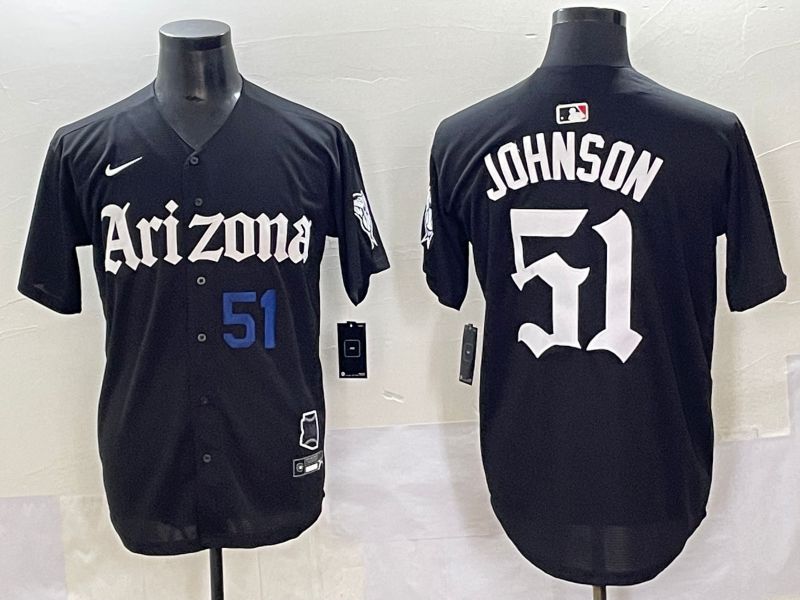 Men 2025 Arizona Diamondback #51 Johnson Black Five generations Joint Name Nike MLB Jersey style 7->cincinnati reds->MLB Jersey